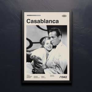 Vintage mid century modern Casablanca movie poster design