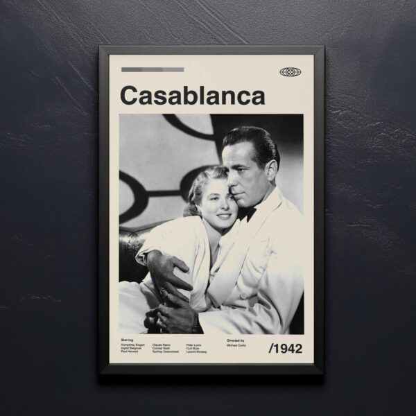 Vintage mid century modern Casablanca movie poster design