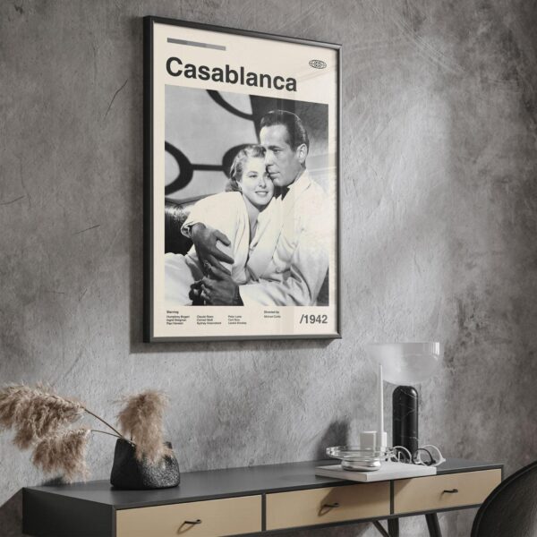 Vintage mid century modern Casablanca movie poster design