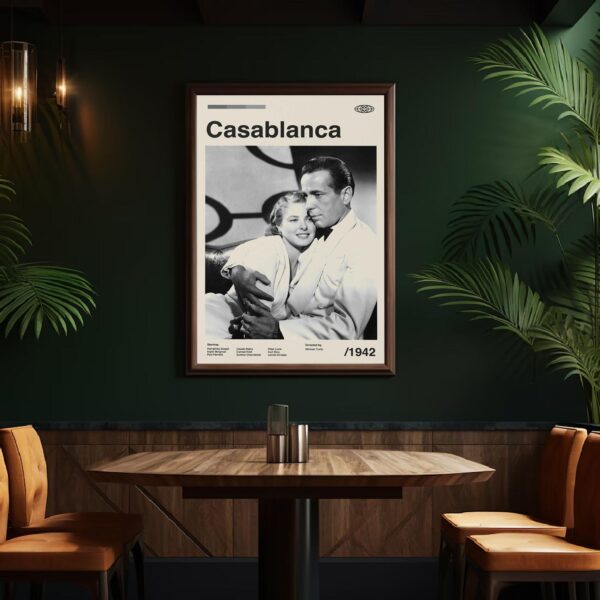 Vintage mid century modern Casablanca movie poster design