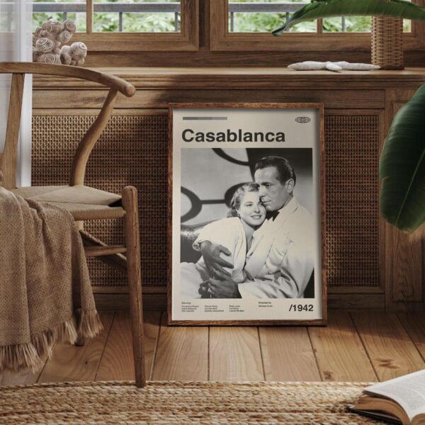 Vintage mid century modern Casablanca movie poster design