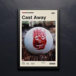 Mid-century modern Cast Away movie poster with minimalist design