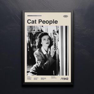 Vintage mid-century modern poster of the Cat People movie