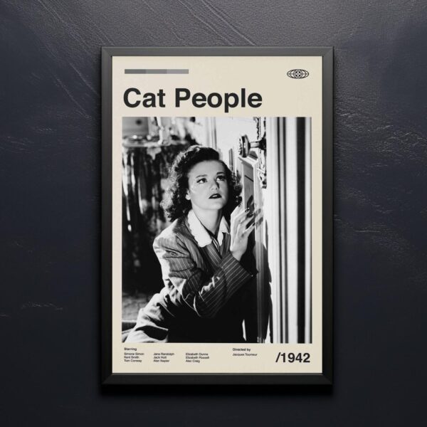 Vintage mid-century modern poster of the Cat People movie