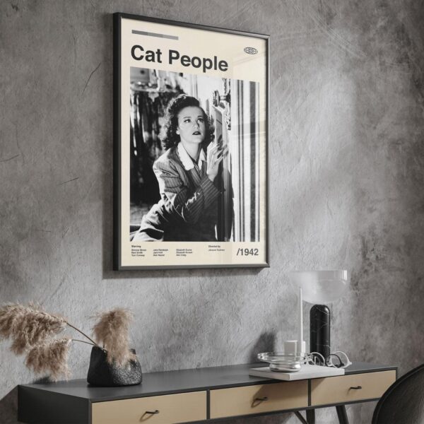 Vintage mid-century modern poster of the Cat People movie