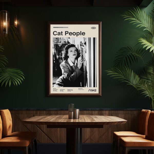Vintage mid-century modern poster of the Cat People movie