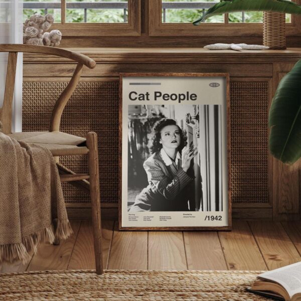 Vintage mid-century modern poster of the Cat People movie