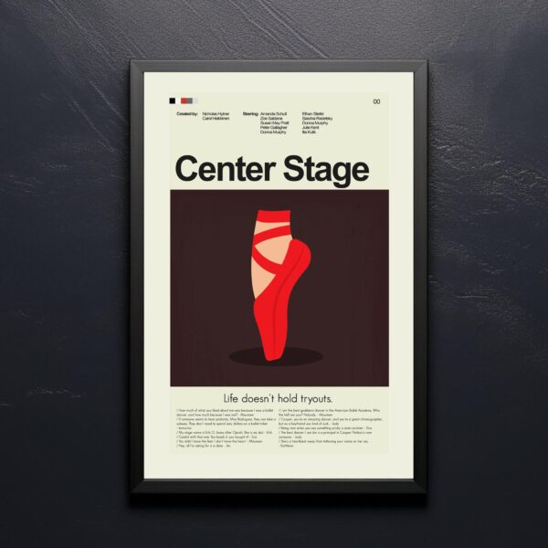 Center Stage mid-century modern movie poster with 20th century design elements