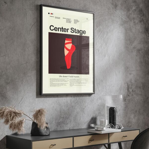 Center Stage mid-century modern movie poster with 20th century design elements