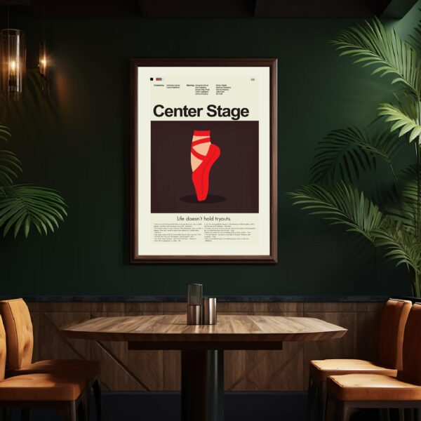 Center Stage mid-century modern movie poster with 20th century design elements