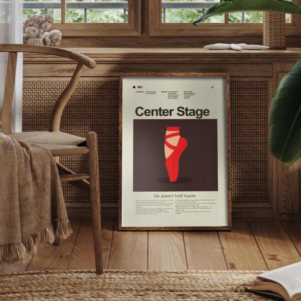 Center Stage mid-century modern movie poster with 20th century design elements