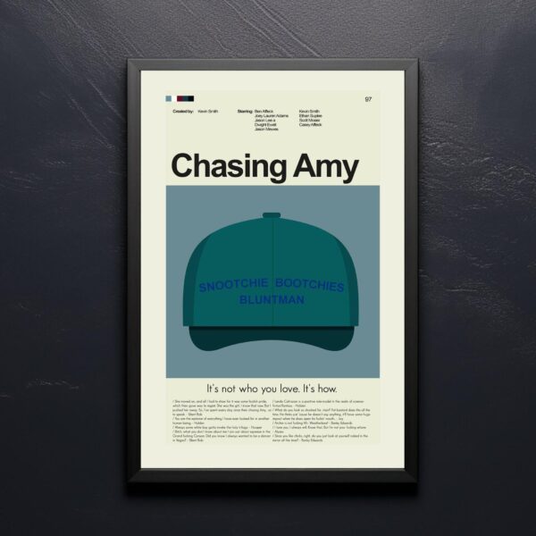 Chasing Amy vintage mid-century modern movie poster with retro design