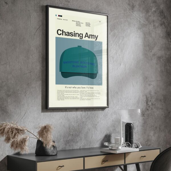 Chasing Amy vintage mid-century modern movie poster with retro design