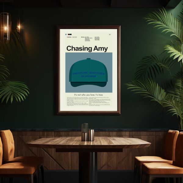 Chasing Amy vintage mid-century modern movie poster with retro design