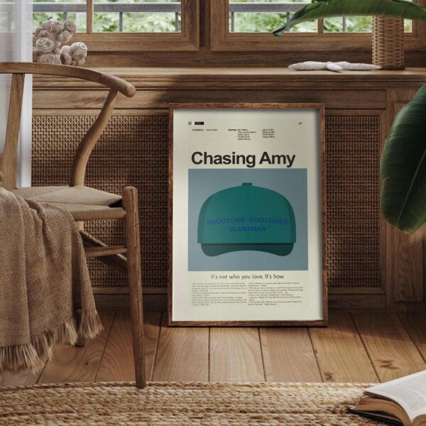 Chasing Amy vintage mid-century modern movie poster with retro design