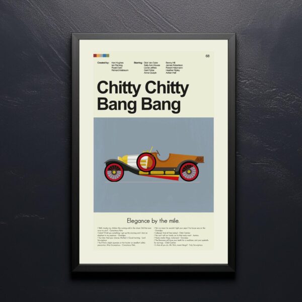 Mid-century modern style Chitty Chitty Bang Bang movie poster artwork