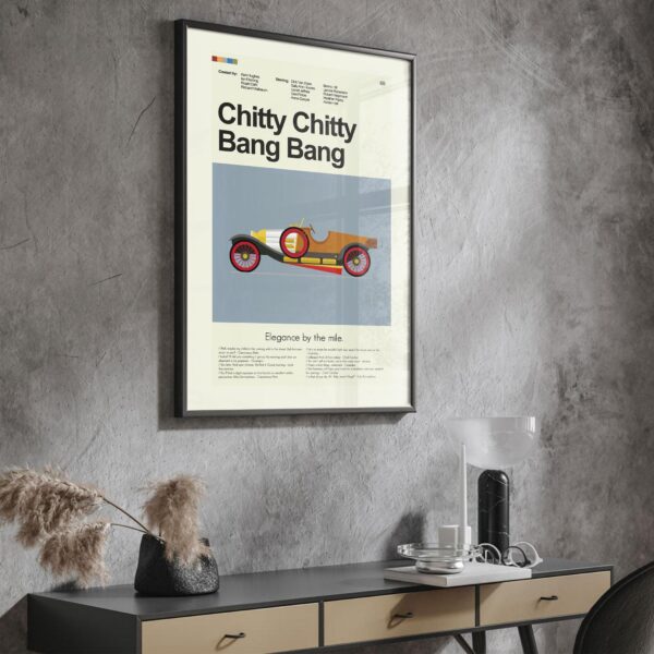 Mid-century modern style Chitty Chitty Bang Bang movie poster artwork