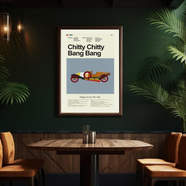 Mid-century modern style Chitty Chitty Bang Bang movie poster artwork
