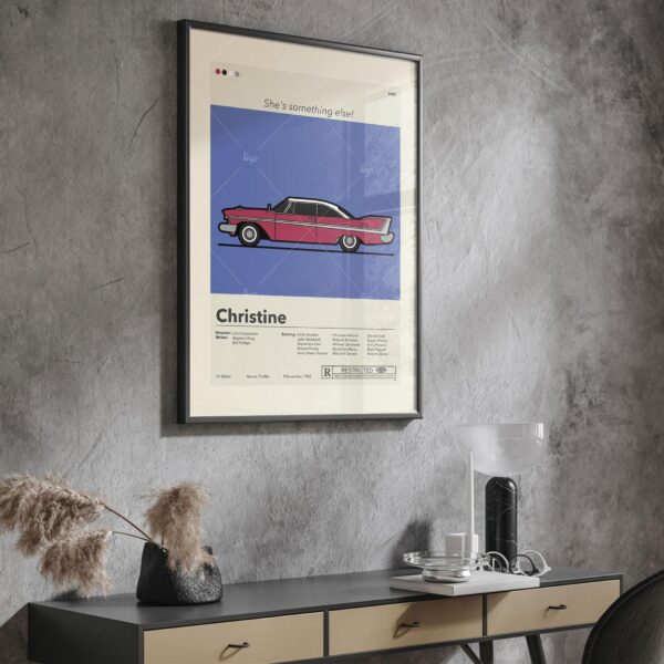 Mid-century modern Christine movie poster with retro design elements