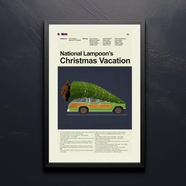 Mid-century modern Christmas Vacation '91 movie poster with vintage advertising style