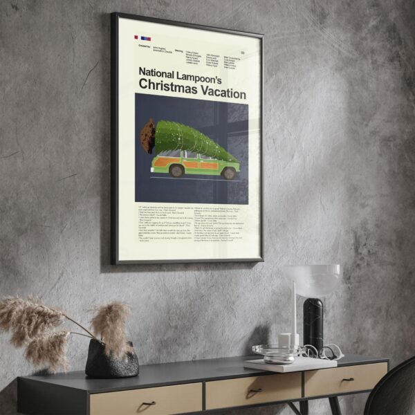 Mid-century modern Christmas Vacation '91 movie poster with vintage advertising style