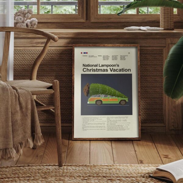 Mid-century modern Christmas Vacation '91 movie poster with vintage advertising style
