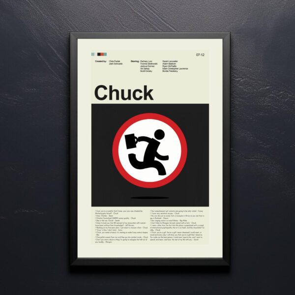 Mid-century modern Chuck movie poster with retro design elements