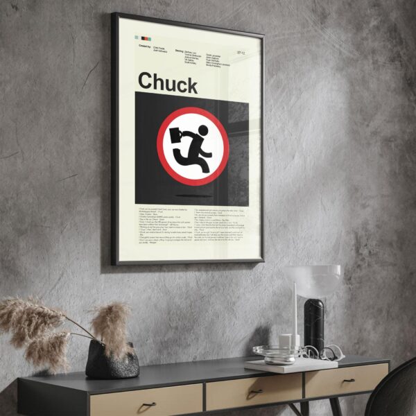 Mid-century modern Chuck movie poster with retro design elements