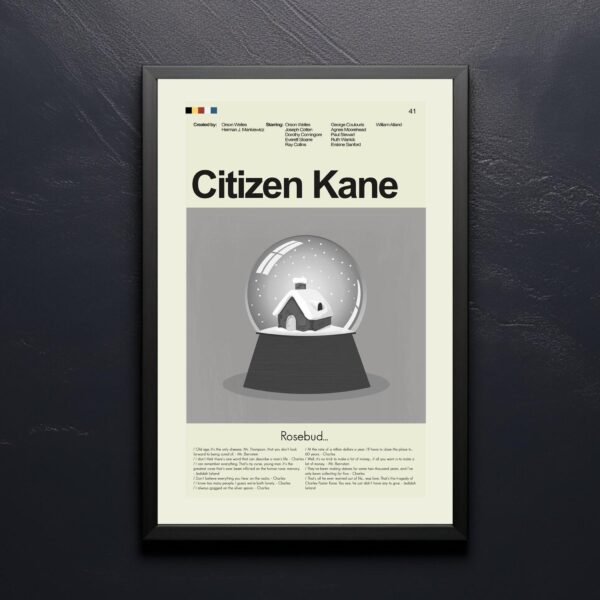 Citizen Kane movie poster in mid-century modern house style