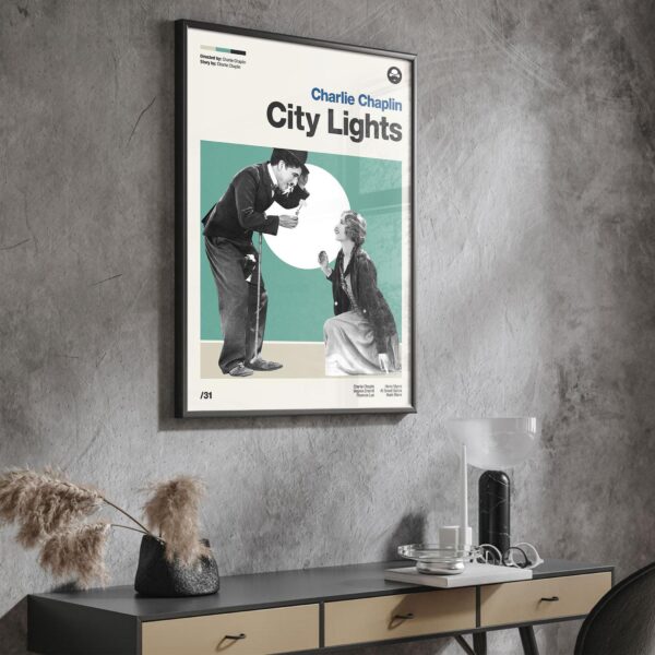 City Lights Movie Poster - vintage mid-century artwork