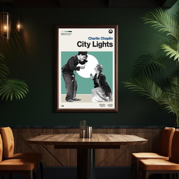 City Lights Movie Poster - vintage mid-century artwork