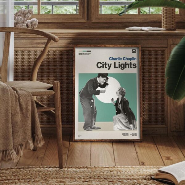 City Lights Movie Poster - vintage mid-century artwork