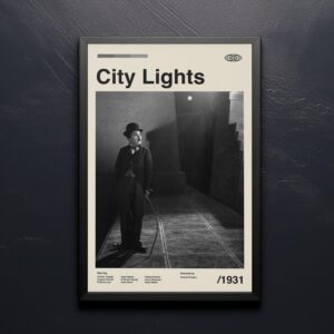 City Lights Movie Poster - mid-century poster and retro artwork