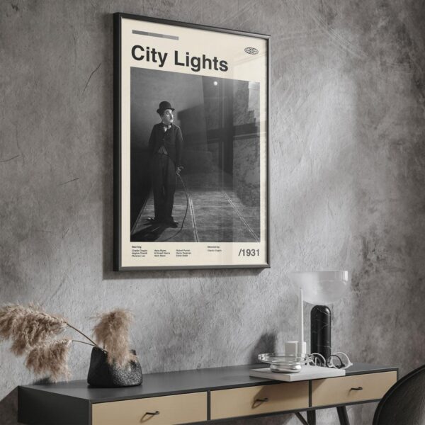 City Lights Movie Poster - mid-century poster and retro artwork