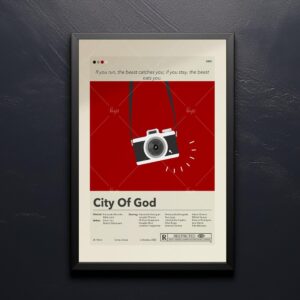 Mid-century modern poster of City of God movie design