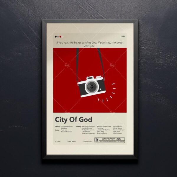 Mid-century modern poster of City of God movie design