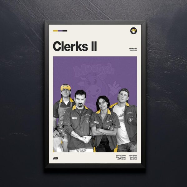 Clerks II movie poster retro artwork mid-century print