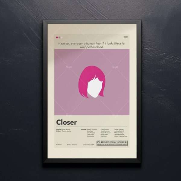 Vintage mid-century modern Closer movie poster artwork