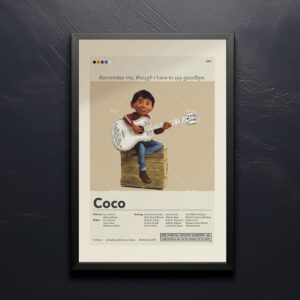 Mid-century modern Coco movie poster featuring 20th century artistic design