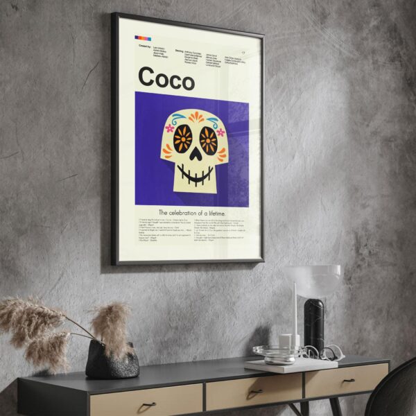 Mid-century modern Coco movie poster by 20th Century Studios