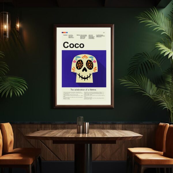 Mid-century modern Coco movie poster by 20th Century Studios