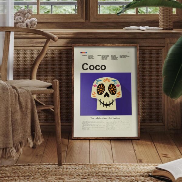 Mid-century modern Coco movie poster by 20th Century Studios
