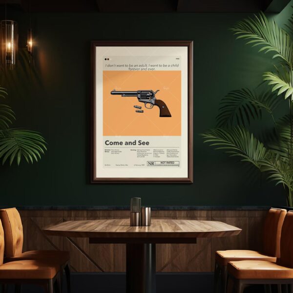 Mid-century modern Come and See movie poster from mid 20th century