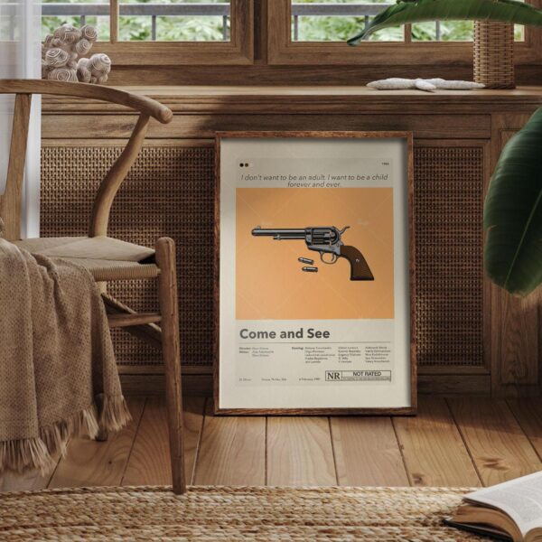 Mid-century modern Come and See movie poster from mid 20th century