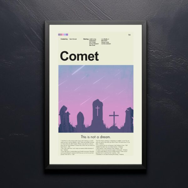 Mid-century modern poster of a house from the Comet movie
