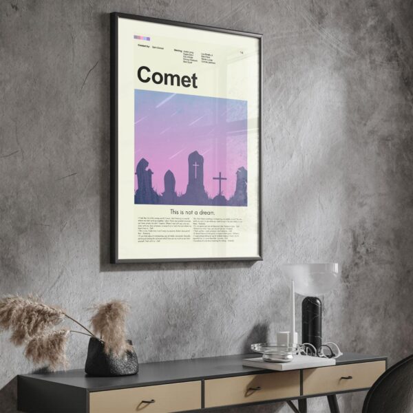 Mid-century modern poster of a house from the Comet movie