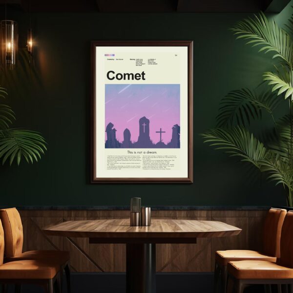 Mid-century modern poster of a house from the Comet movie
