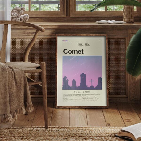 Mid-century modern poster of a house from the Comet movie
