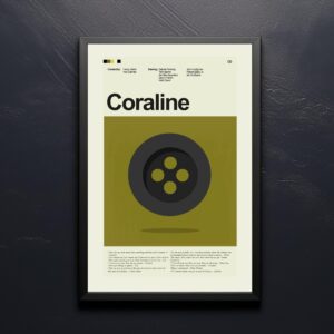Mid-century modern Coraline movie poster featuring furniture design
