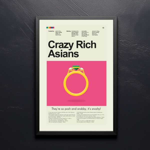 Mid-century modern style Crazy Rich Asians movie poster artwork